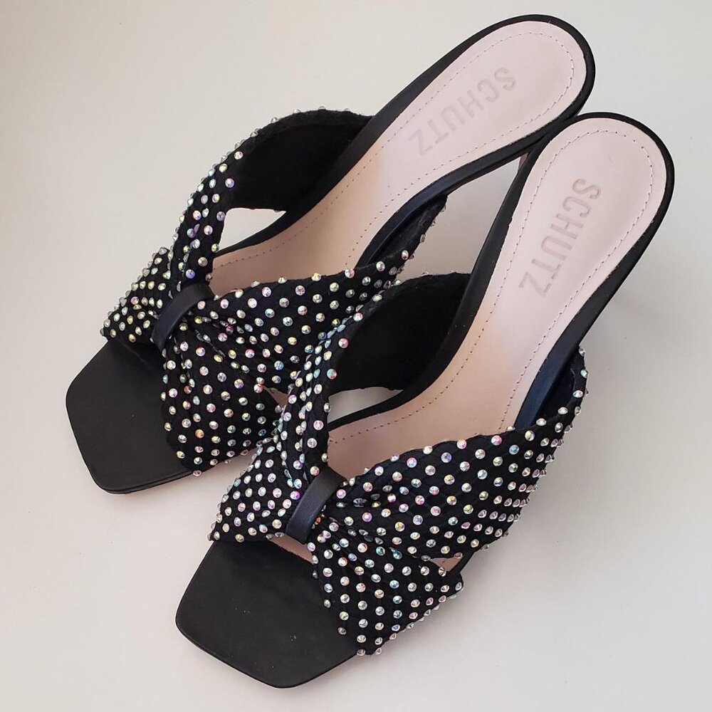 Revolve Schutz Real Leather Ayra Mule in Black size 7.5 US